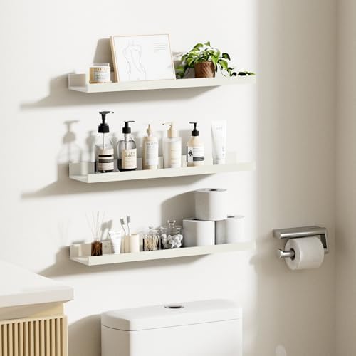 upsimples Floating Shelves for Wall Decor and Storage, White, 6Pcs 23.6''