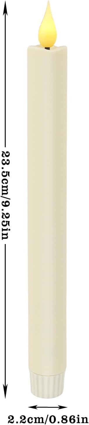 24-Pack Flameless Taper Candles, 9.25 Inch Battery Operated LED Candlesticks with Remote & Timer - Realistic Flickering