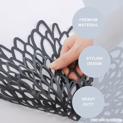 Snowkingdom Pack of 18 Black Placemats Washable Pressed Vinyl Laser Cut Dining Table Mats Round Floral Charger Decoration for Christmas Halloween Thanksgiving Wedding