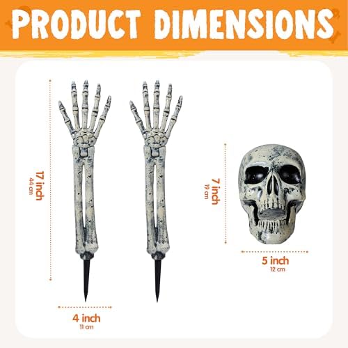 JOYIN 3 Pcs Halloween Skeleton Decorations Outdoor, Realistic Looking Skeleton Yard Stakes, Groundbreaker Skull Decor for Graveyard Yard Lawn Garden Party Supplies