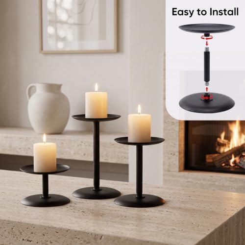 Homemory Fall Halloween Table Decor, Black Metal Candle Holders Set of 3