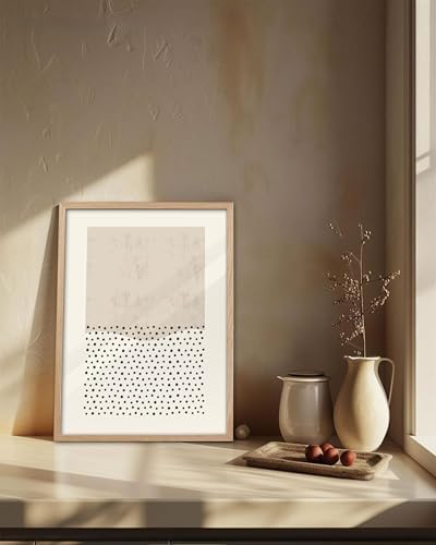 KensTro 12x16 Oak Framed Beige Christian Abstract Wall Art