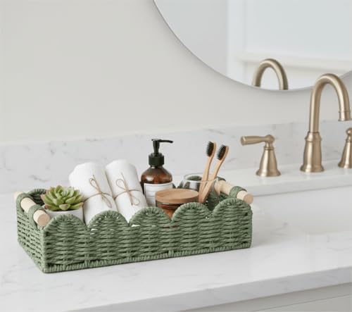 CubesLand Toilet Paper Storage Basket Organizer, Small Wicker Decor Basket