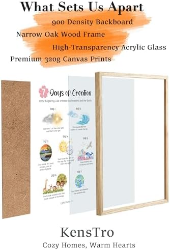 KensTro 12x16 Oak Framed 7 Days of Creation Christian Wall Art
