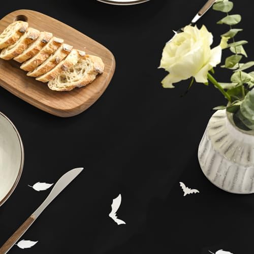 Horaldaily Halloween Tablecloth 60 x 84 Inch Oval Black Bat Ghost Spider