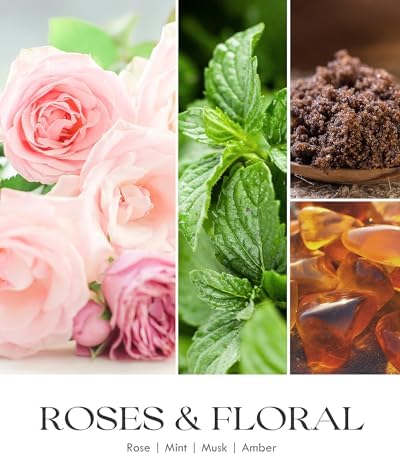 AOOVOO Rose Scented Candles for Women - Aromatherapy Candle with Crystals Inside, 7oz Soy Candles for Home Scented