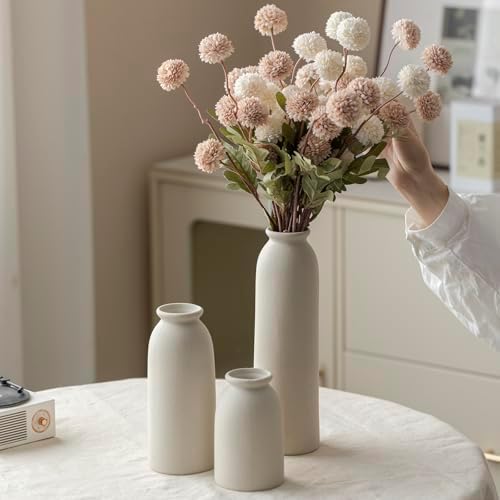Ceramic Vase Set-3 / L Beige / 10.3 Inch