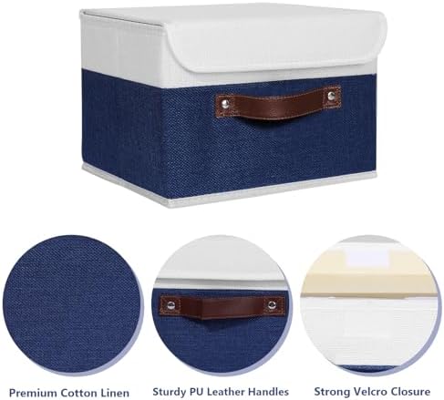 Storage Boxes / Lids Washable Decorative Storage Bins Basket / Small / Deep Blue White