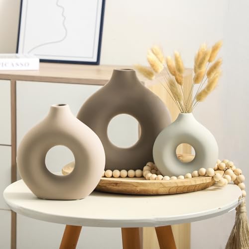 Ceramic Vase Home Table Decor / Farmhouse / Set of 3