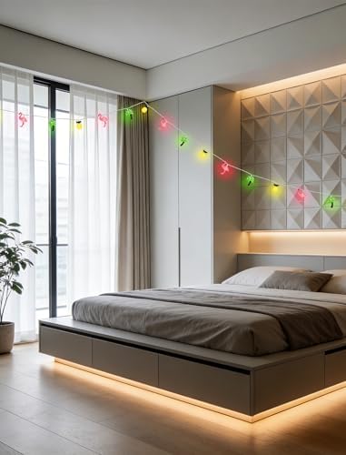 Upgraded 20 LED Tropical String Lights - Pineapple Flamingo Palm Tree Mixed
