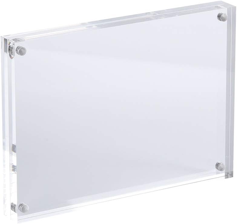 AMEITECH 5x7 Acrylic Photo Frame 2 Pack, Clear Magnetic Picture Frames, 10 + 10MM Thickness Stand in Desk or Table