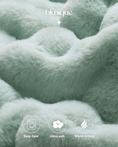 Ultra Soft Cozy Faux Fur Throw Blanket, Fuzzy Plush Thick Bubble Blanket, Oversize Luxury Fluffy Blanket for Couch