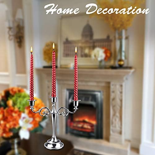 3-Arm Metal Candelabra Candle Holder Table Centerpiece, Silver