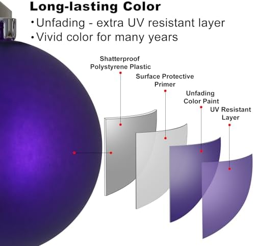 Purple 4.0" Large Christmas Balls - Christmas Tree Decoration Ornaments Shatterproof Hanging Balls for Birthday Halloween Holiday Wedding Decorations Set of 4pcs