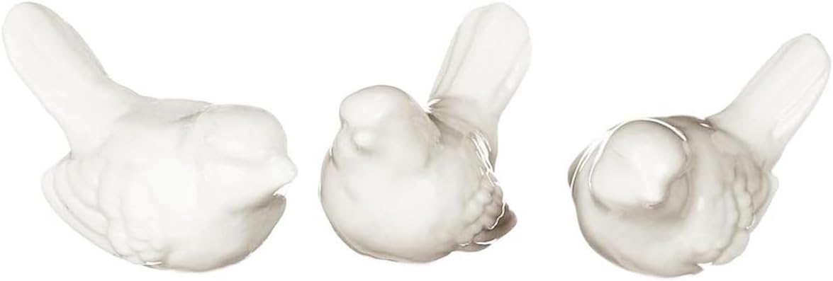 Ceramic Bird Figurines / White / Set of 3