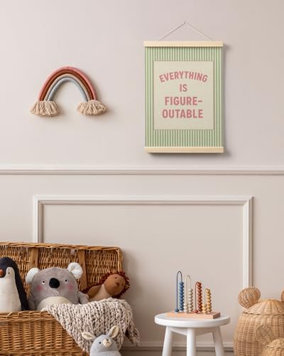 FGFK Everything Is Figureoutable Positive Affirmations Wall Art Poster Hanger Frame, Preppy Pink and Green