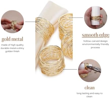 Napkin Rings Set of 12 Metal Gold Round Napkin Rings Buckles for Dining Table Decor Napkin Holders for Wedding Party