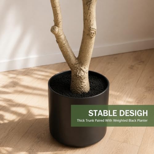 Faux Olive Trees Indoor, 7FT Tall Fake Olive Tree with Black Planter