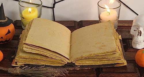 Hocus Pocus Book Of Shadows, Grimoire Spell Books Prop Witch Halloween Decorations Decor, Book Of Shadows Spell Book, Witchy Gifts For Women Spellbook Leather Bound Journal, Grimoire Witch Decor 7 x 5 Inches
