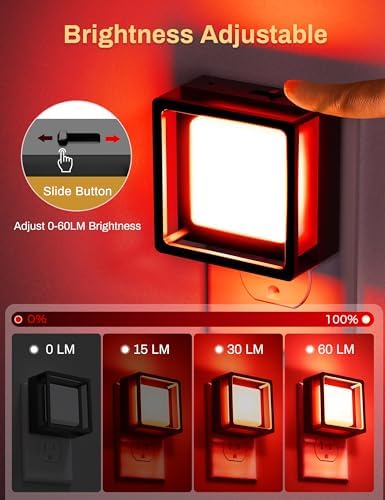 DORESshop Red Night Light [2 Pack],Night Lights Plug Into Wall,Light Sensor