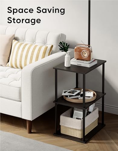 PARTPHONER Floor Lamp with Table, Night Stand with Lamp, Narrow Side Table with 3CCT LED Bulb, Small Coffee Table