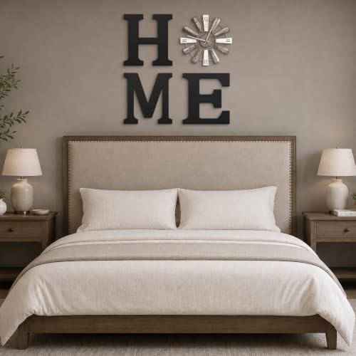 Farmhouse Home Signs with Windmill Clock Wall Decor Rustic Home Letters Wall Art for Living Room Kitchen Entryway