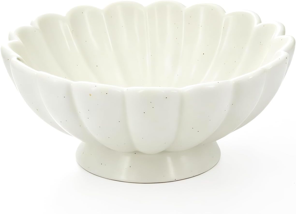8- Medium Fluted Ceramic Decorative Bowl / Cream White