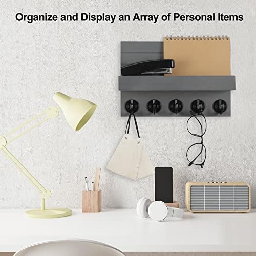 Lwenki Key Holder for Wall, Decorative Key and Mail Holder with Shelf Has Large Key Hooks for Bags, Coats, Umbrella –