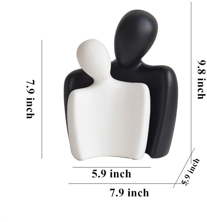 Ceramic Couple Statues / Black White
