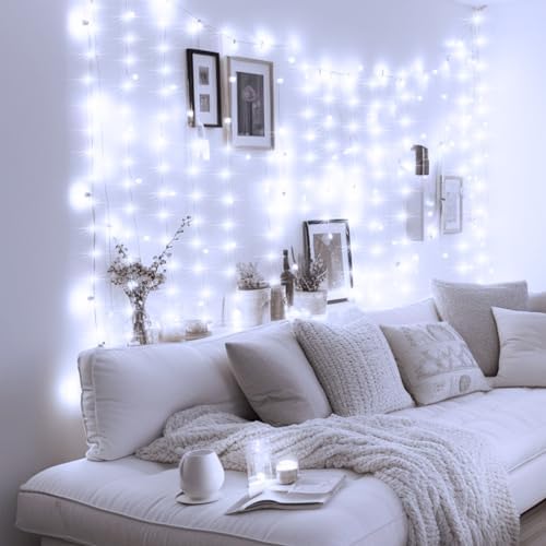 Minetom Curtain Lights, 300 LED Dimmable Twinkle Fairy Lights, 8 Modes