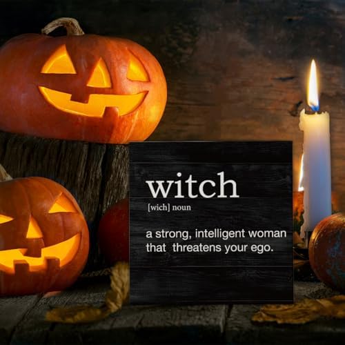 Halloween Decorations, Witch Definition Wooden Sign Decor Desk Sign
