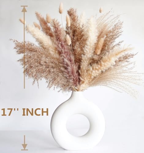 Dried Pampas Grass Decor, 120 PCS Pampas Grass with Bunny Tails Dried Flowers, Reed Grass Bouquet for Wedding, Boho