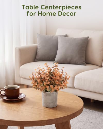Velener Small Fake Eucalyptus Plant Artificial Potted Plants Indoor for Desk, Shelf, Home Decor Realistic Faux Plant