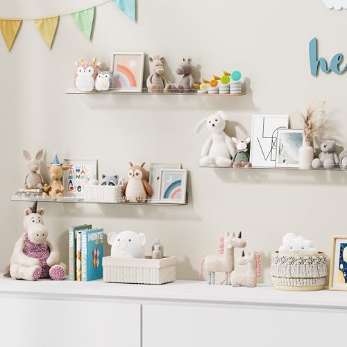 upsimples 15" x 4" Acrylic Shelves for Wall Storage and Organizer, 6 Pcs