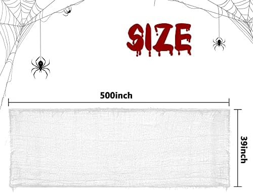 Watayo 500 x 39 Inch Large Size Halloween Spooky Cheese Cloth, Halloween White Scary Creepy Cloth, Windows Doorways Cover Gauze for Halloweens Haunted House Party Decor