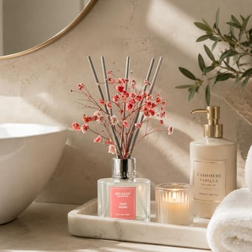 Airkeep Reed Diffuser Set,3.38 fl oz (100 ml) - Love Notes Oil Diffusers with 8 Reed Sticks, Home Fragrance Reed