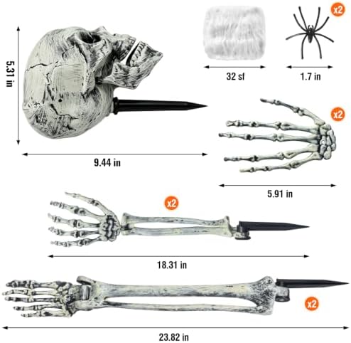 Halloween Decorations Skeleton Groundbreaker Skeleton 8pcs Halloween Outdoor Decorations for Yard, Lawn, Garden, Graveyard Party Supplies Outdoor Skeleton Decorations (Tombstone not included)