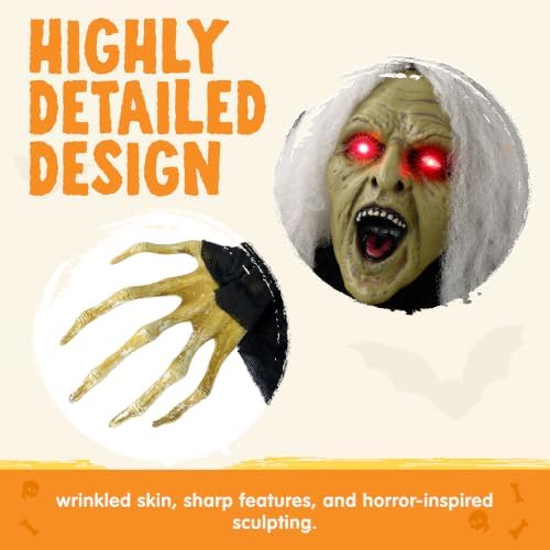 JOYIN Zombie Halloween Decoration Outdoor Witch Groundbreaker Halloween Graveyard Decor Outside, Scary Zombie Props with Sound Effect & Lighted Eyes for Haunted House, Lawn Yard Decorations