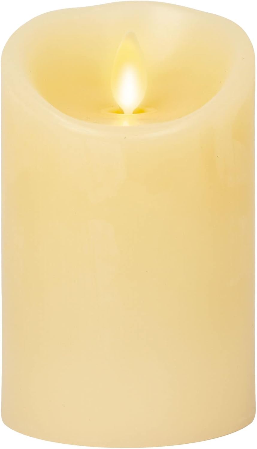 Luminara Flameless LED Battery Operated Ivory Pillar Candle, Flickering Realistic Moving Flame, 3" x 4.5" Luminous Real