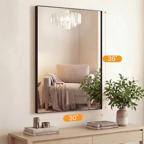 Bathroom Mirrors for Over Sink, 30" x 36" Rectangle Wall Mount Mirror with Metal Frame, Modern Vanity Mirror with