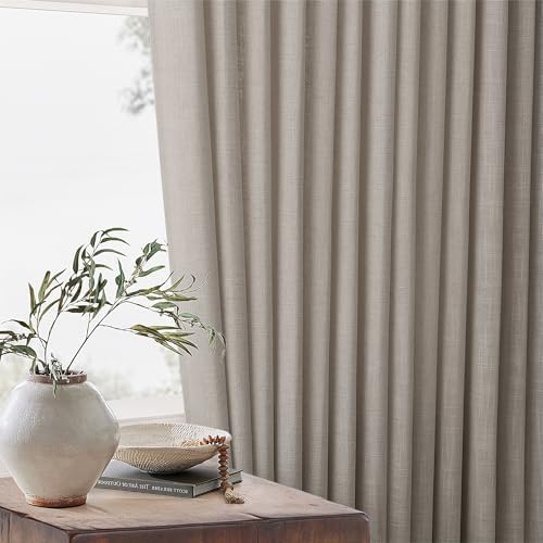 TWODRAPES Burlywood Pinch Pleat Linen Curtains 120 Inches Long 60 Inch Wide