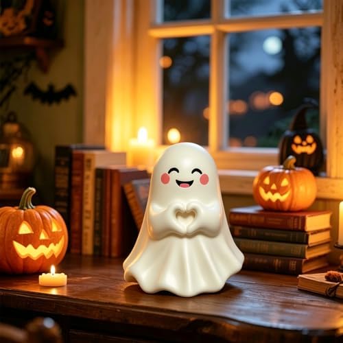 1 PCS Halloween Ghost Figurine Unique Heart Spooky Statue