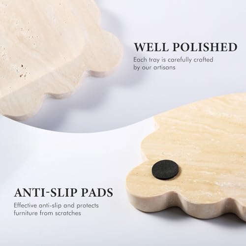 Scalloped Marble Tray / Travertine / 11 x 7.9 x 0.7 / Natural