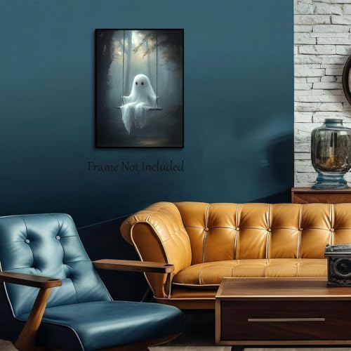 ILLBDR Halloween Cute Ghost Canvas Wall Art Poster 12x16 inch