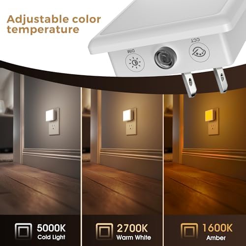 L LOHAS LED 3CCT Night Lights Plug into Wall 2-Pack, Plug in Night Light