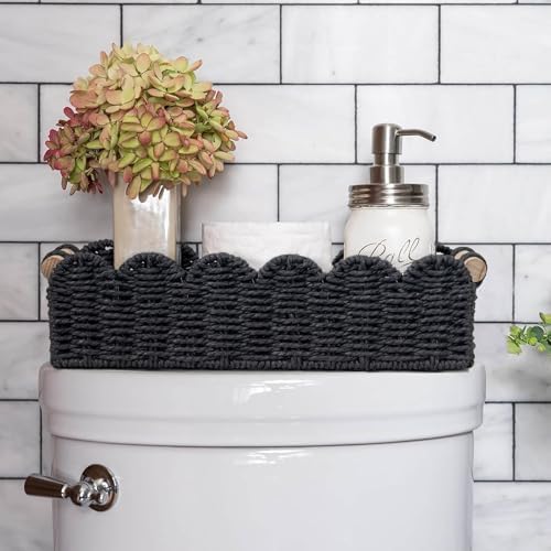 Toilet Paper Storage Basket Scalloped Edge Home Decor Basket / Black / 14 x 6.3 x 3.9 / M - In