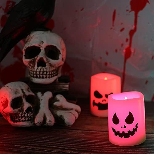 GenSwin Halloween Flameless Votive Candles Color Changing with Remote Timer