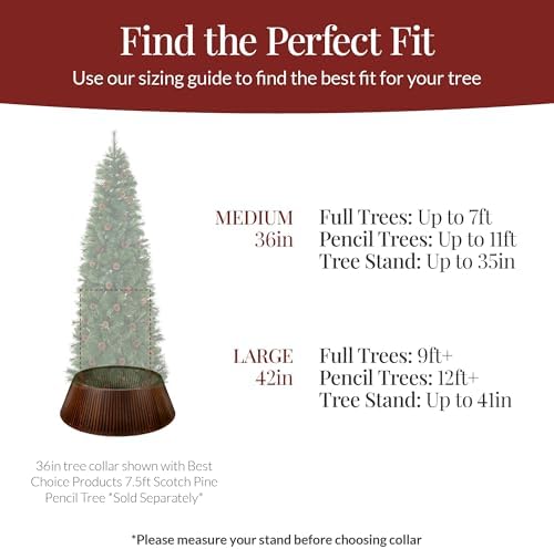 Best Choice Products Christmas Tree Collar, Solid Wood Slatted Tree Skirt Holiday Accessory for Home - Walnut