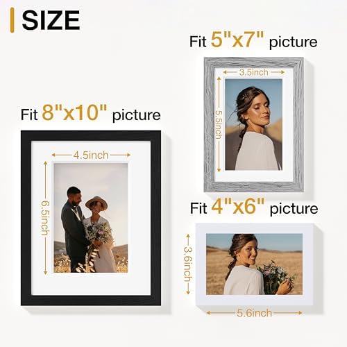 Vittanly 15 Pack Gallery Wall Frame Set, Black, Grey, White