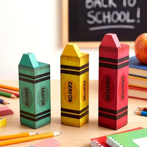 GlikCeil 3 Pcs Back to School Table Decoration Crayon Classroom Decor